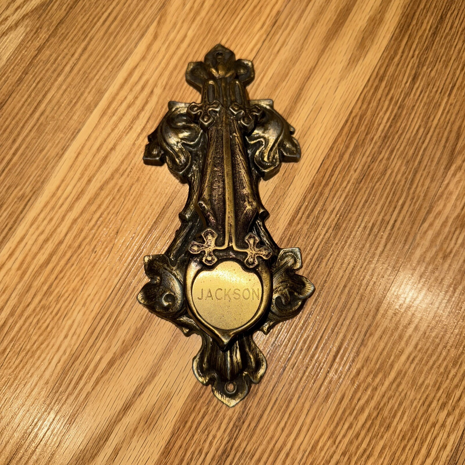 Vintage Art Nouveau Metal Door Knocker Engraved Jackson Name