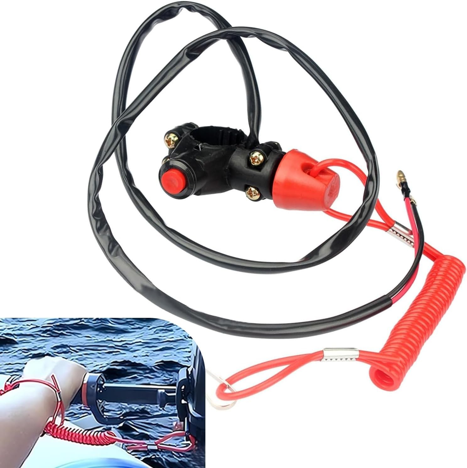 Motorcycle Kill Stop Switch, 2 Wire Tether Double Kill Switch, Emergency Safety