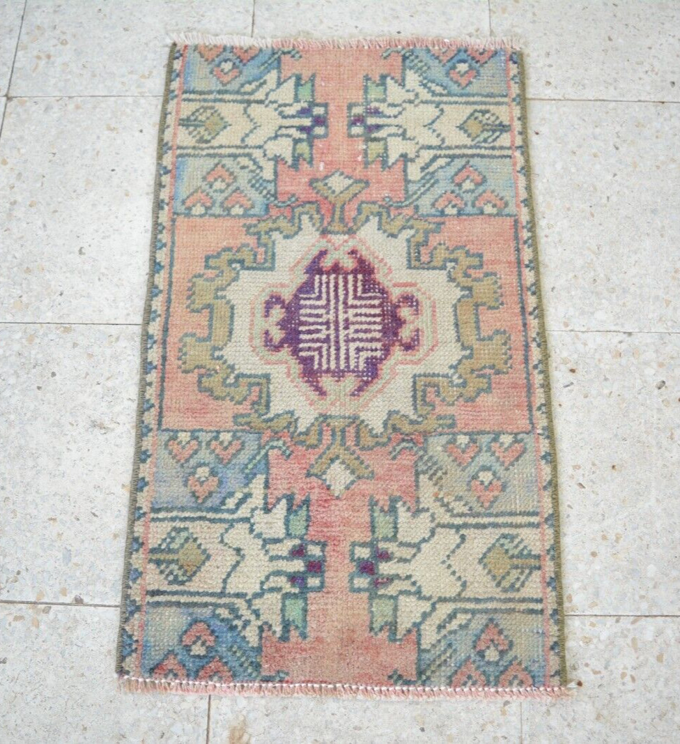 Red Handmade Bohemian Door Mat, 1.4×2.5ft, Turkish Red Oriental Boho Door Mat,