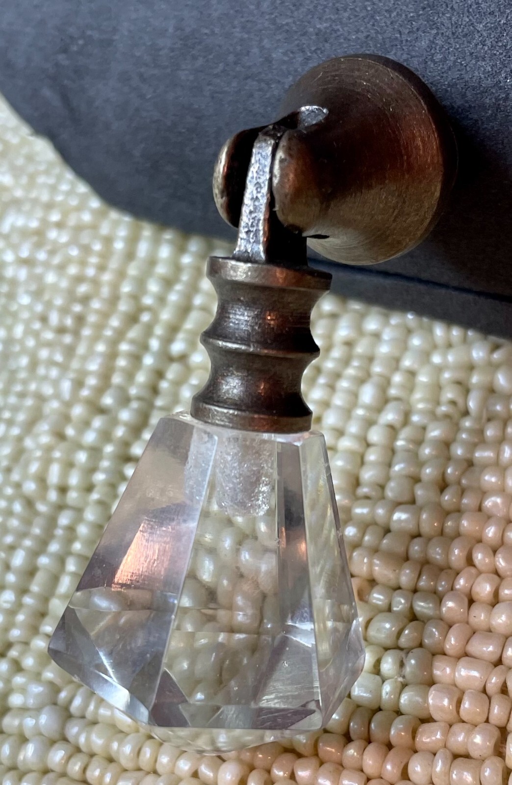 Prism Glass Teardrop Drawer Pull Handle Drop Hinged Knob Vintage-Brass Cabinet