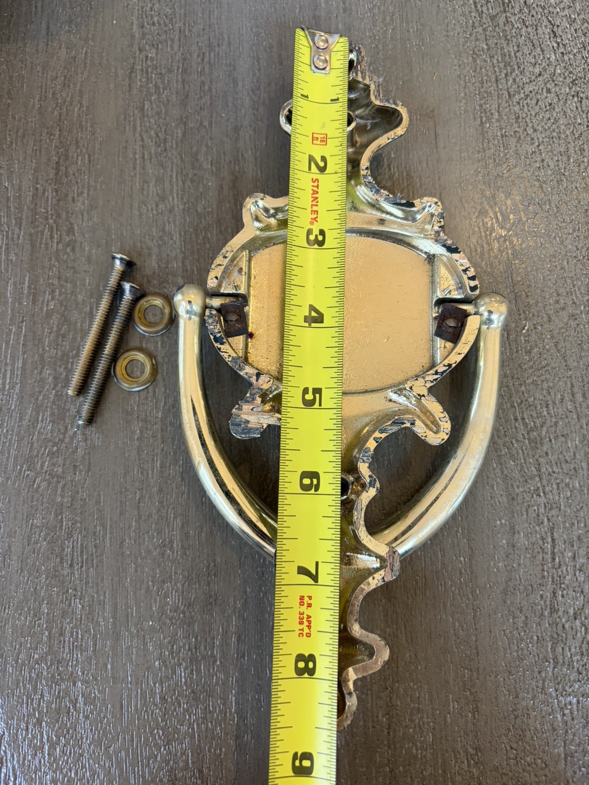 Large 8.5” Solid Brass Door Knocker – Traditional Style – Vintage 1990s