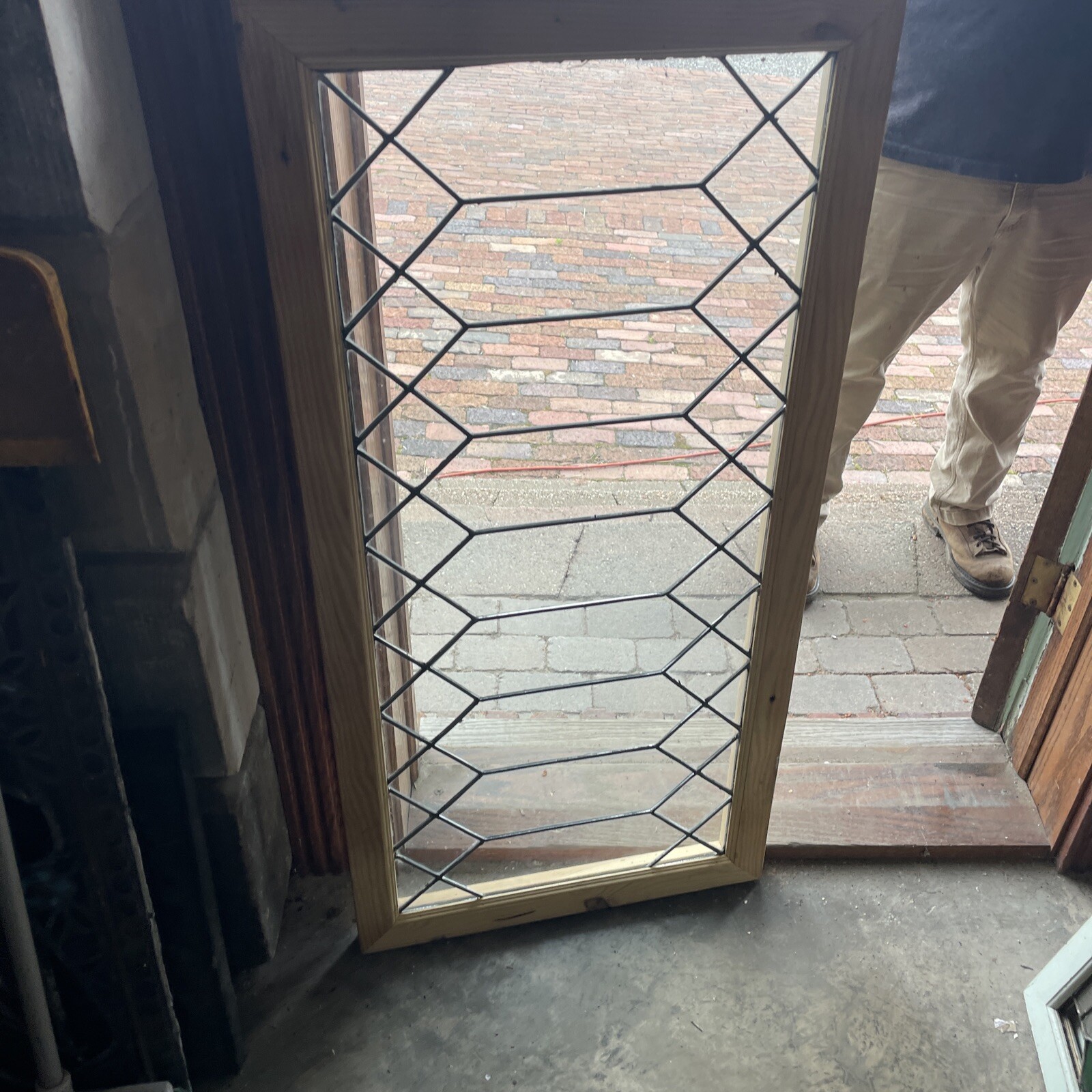 SG4747 antique leaded glass Transom Window 21.75 x 44.75