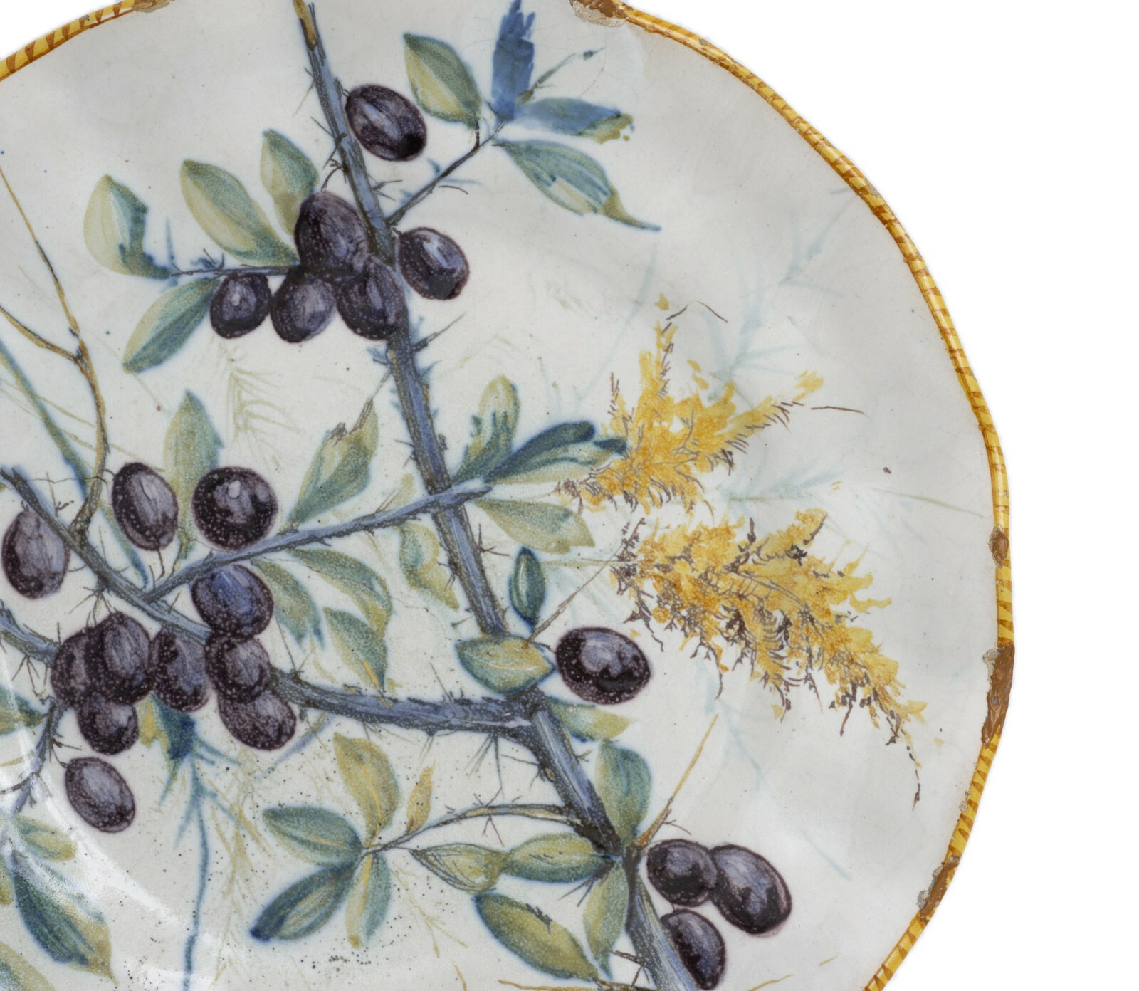 Antique Cantagalli Italian Maiolica Glaze Botanical Pottery Plate – Olives