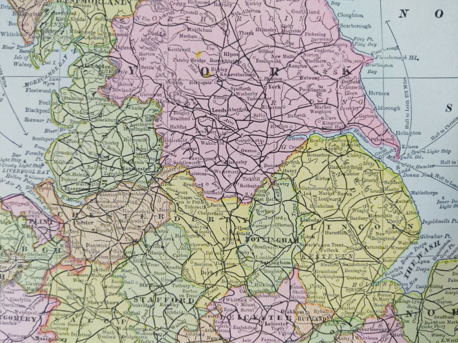 Vintage 1900 ENGLAND WALES Map 11″x14″ ~ Old Antique Original UNITED KINGDOM