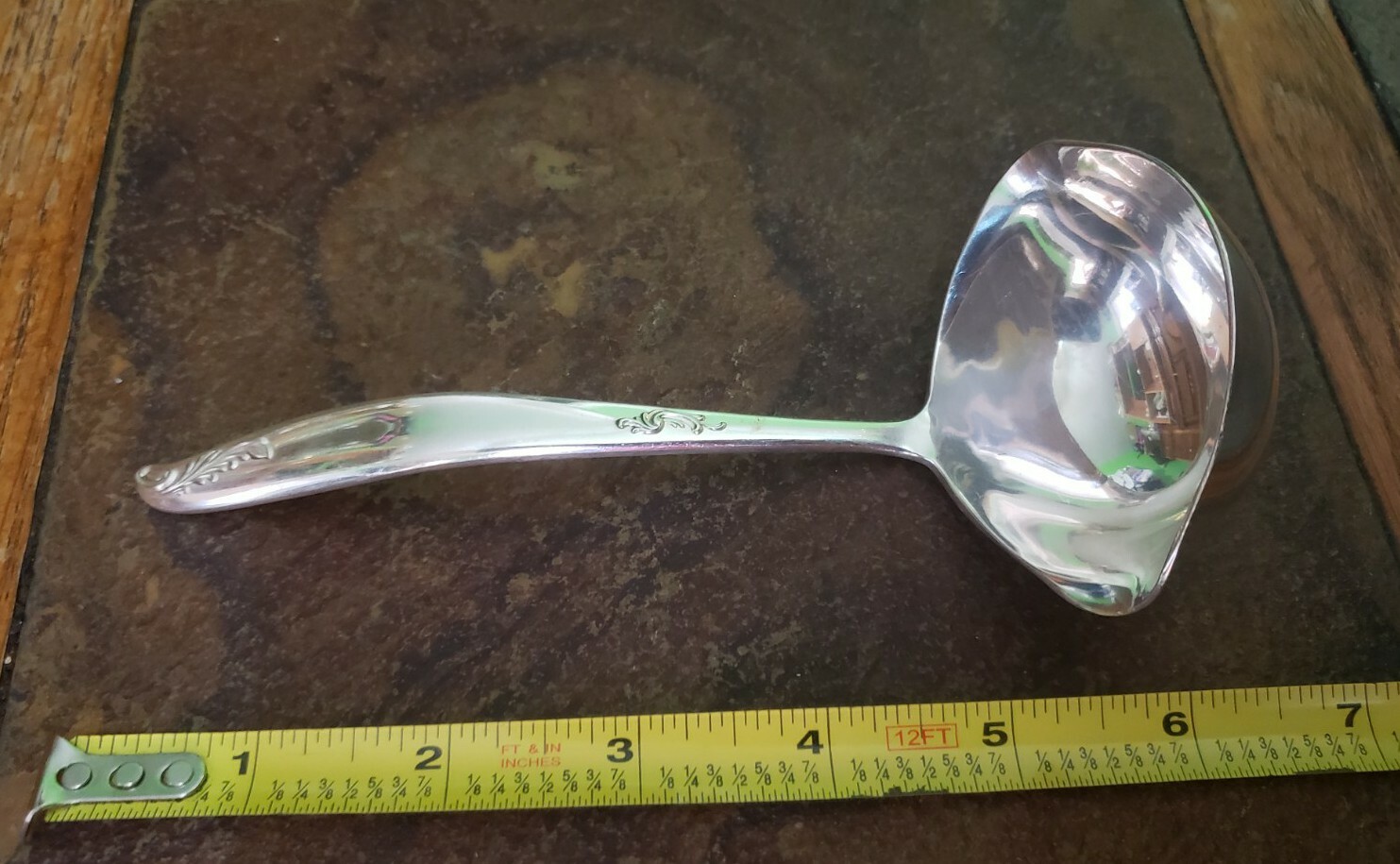 ✅ MID CENTURY c1958 WOODSONG PATTERN SILVERPLATED GRAVY 🤎 LADLE