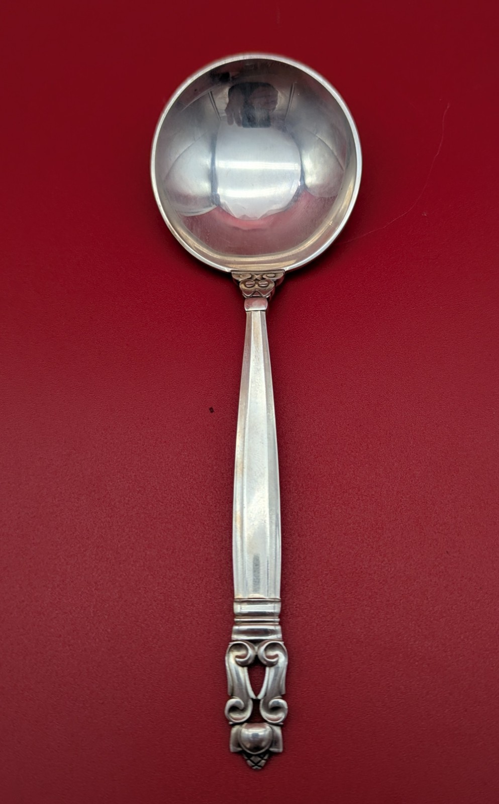 Georg Jensen Acorn Pattern Sterling Silver Soup Spoons 6 3/8″