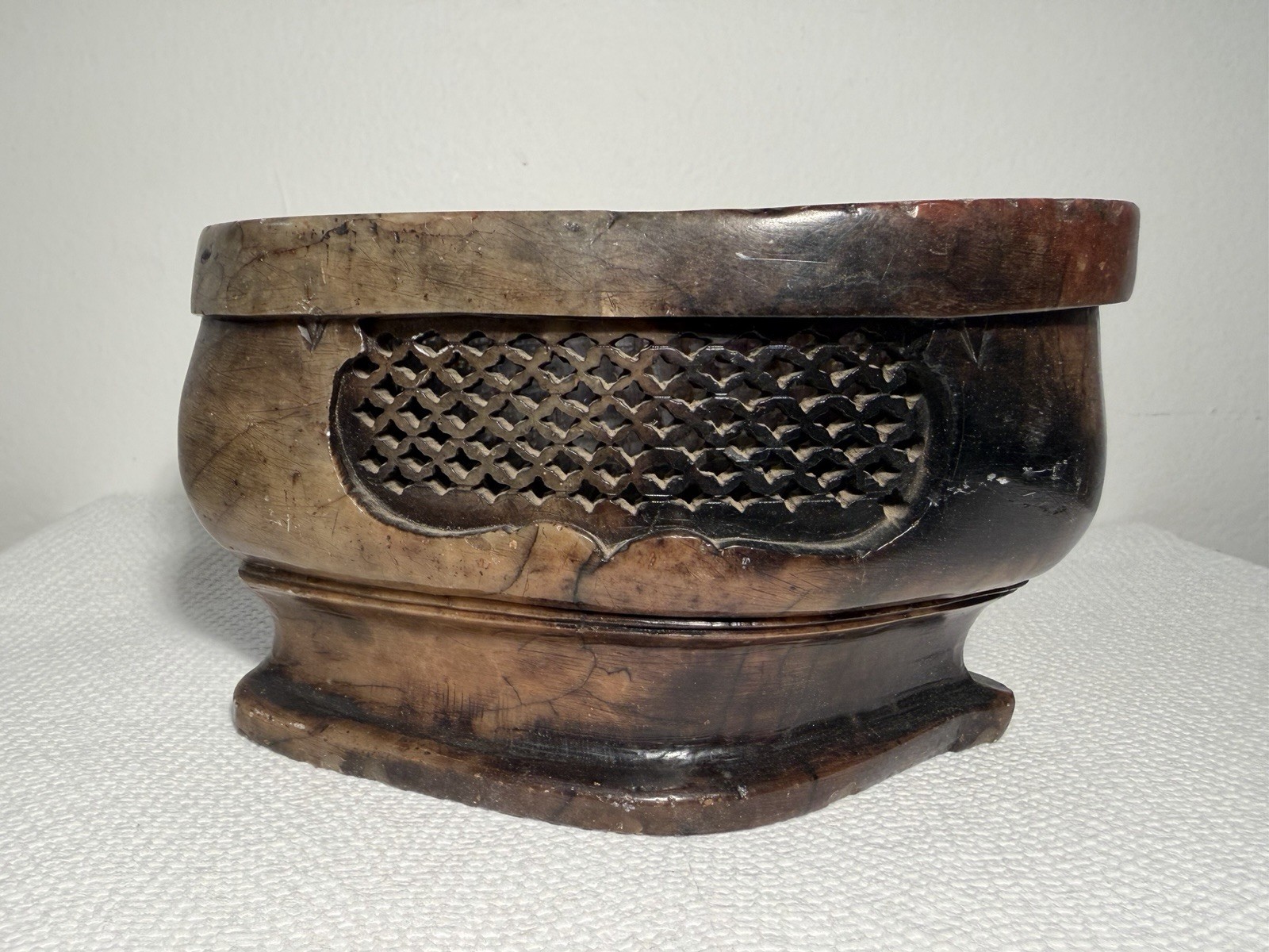 China Chinese Soap Stone Censer engraved and signed on the bottom Circa 18th C.