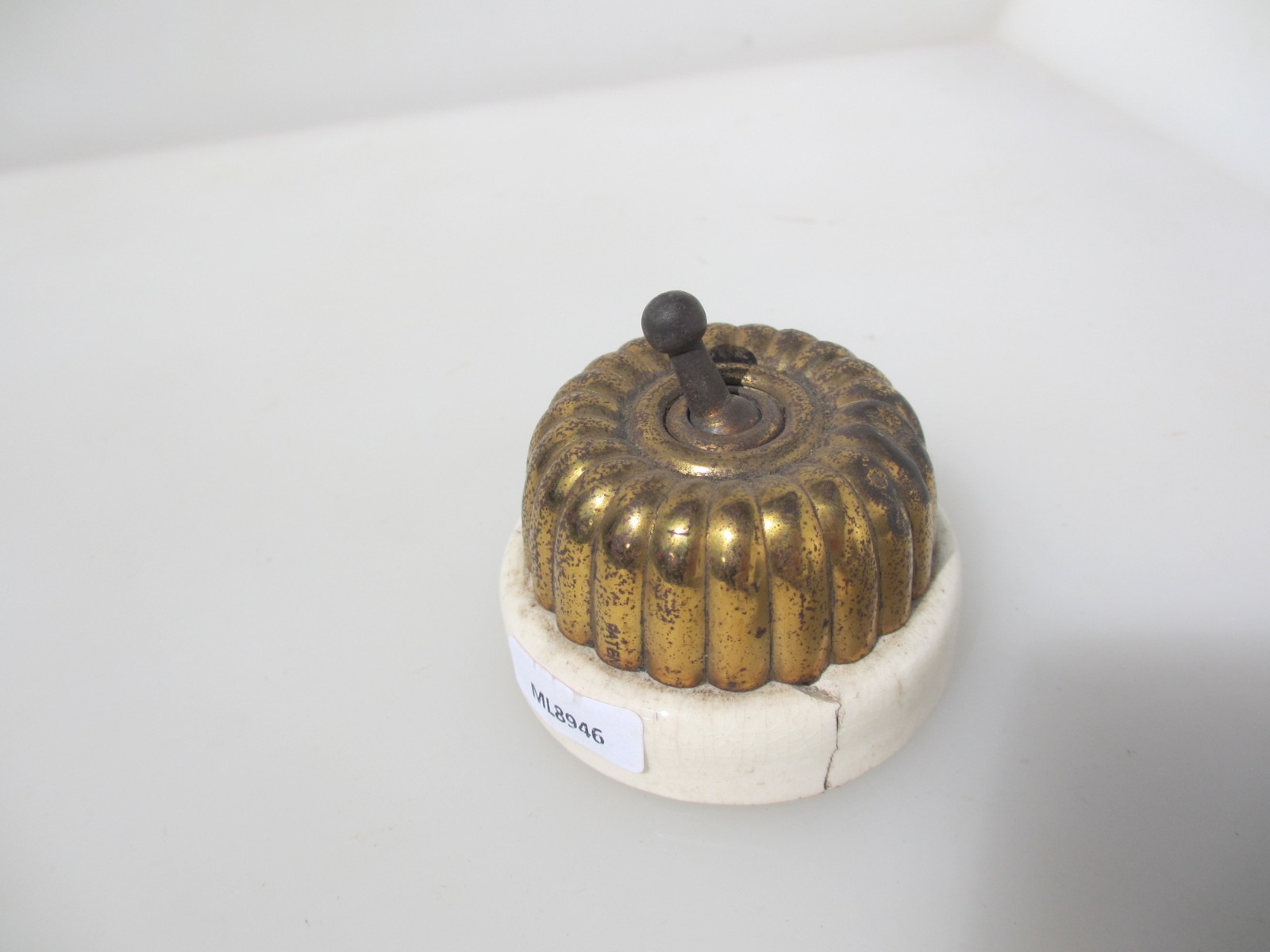 Antique Brass & Ceramic Light Switch Old Dolly Toggle Victorian Jelly Mould