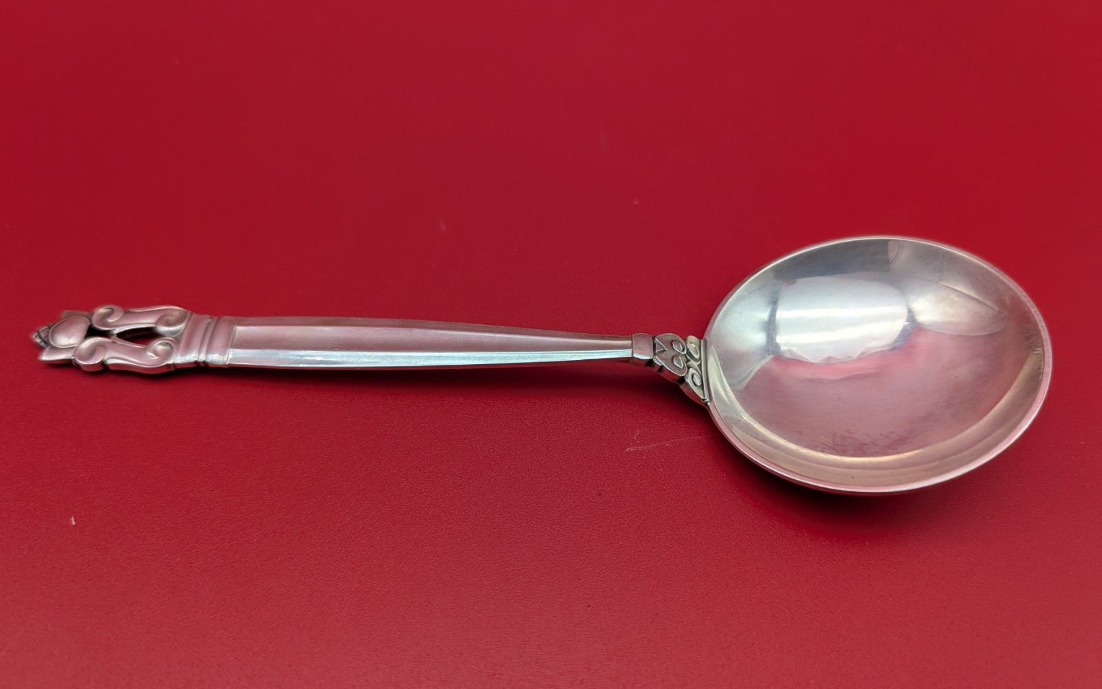 Georg Jensen Acorn Pattern Sterling Silver Soup Spoons 6 3/8″