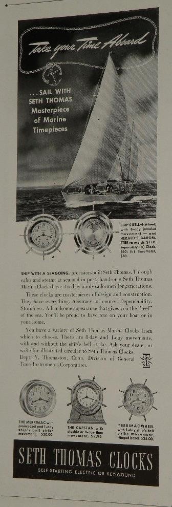 Magazine Ad* – 1941 – Seth Thomas Clocks – Maritime clocks
