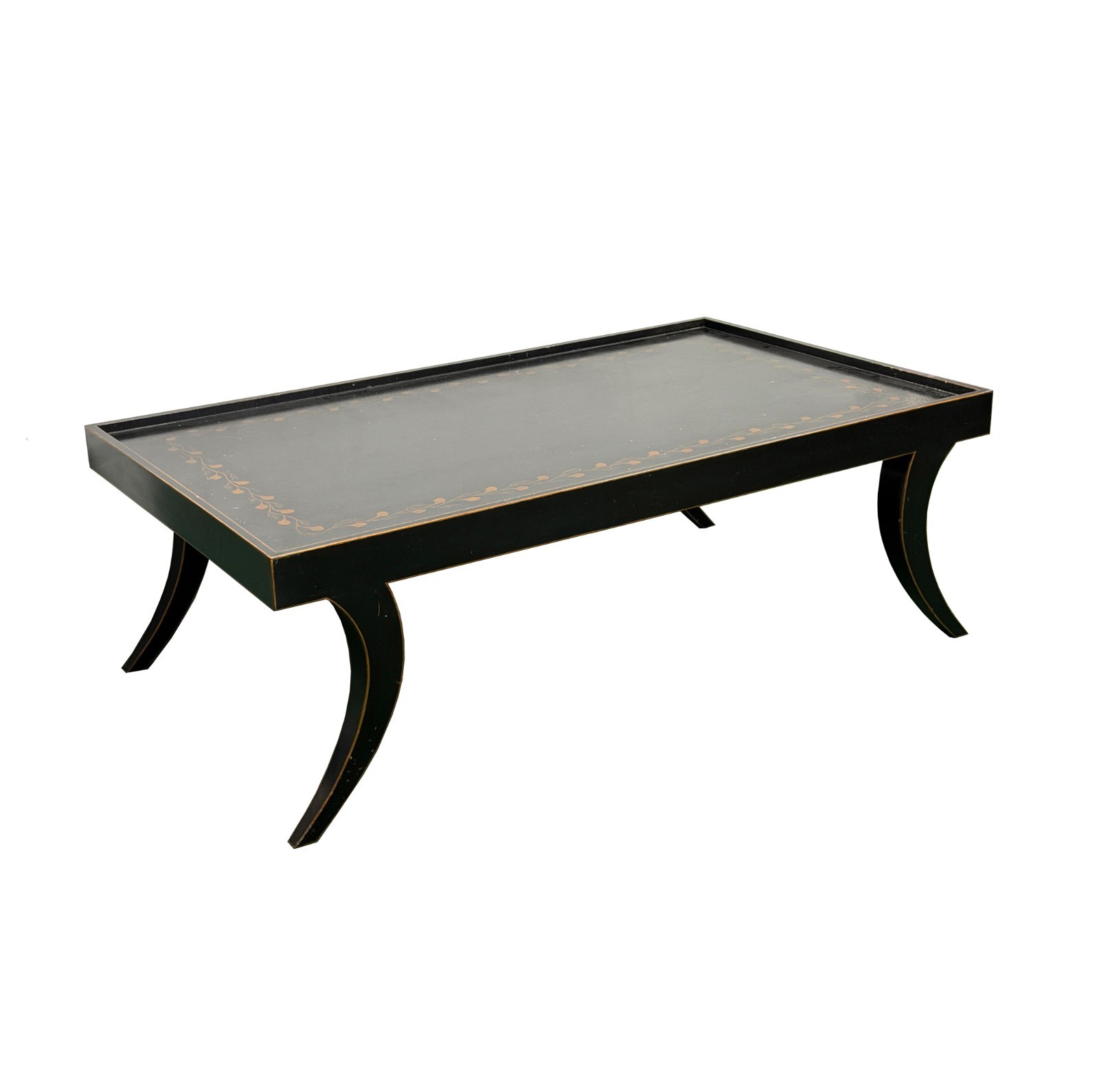 Vintage Black Slayed Legs Rectangular Low Coffee Table GB679