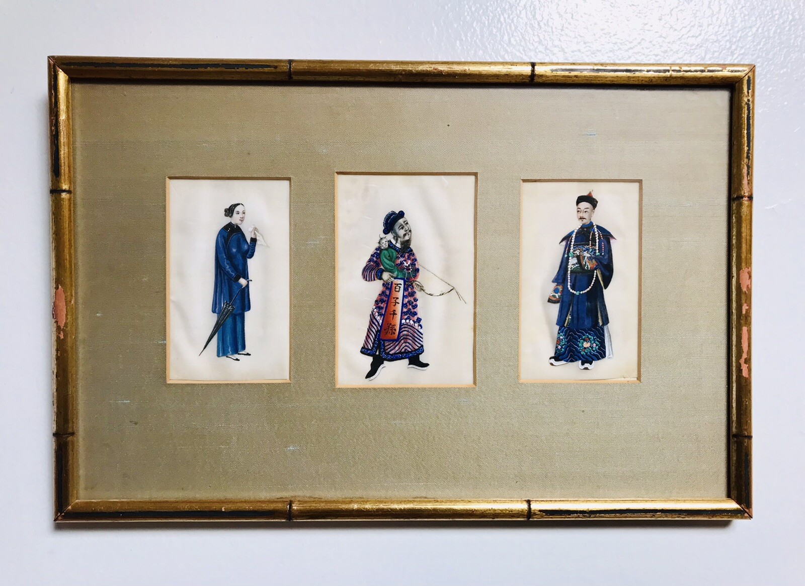 Antique Chinese Export Watercolor Pith Rice Paper Paintings