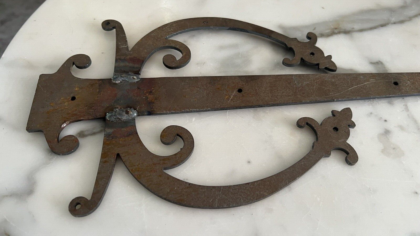 Large Hand Forged Iron Door Hinge Plate Wrought Hinges 16″ Antique ?