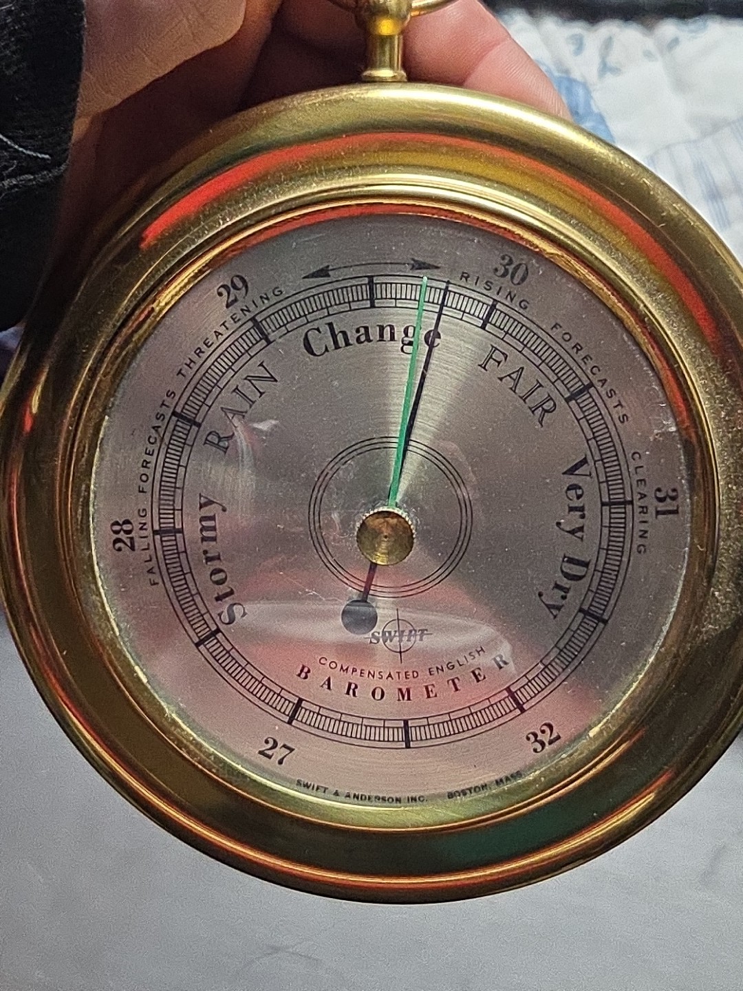 Vantage Pilot Marine Rain Change Fair Antique Compensated Barometer Boston Mass