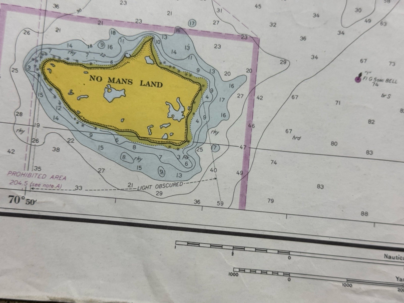 1965 Nautical Chart MARTHA’S VINEYARD 43.5″ x 35.75″ Coast & Geodetic Survey