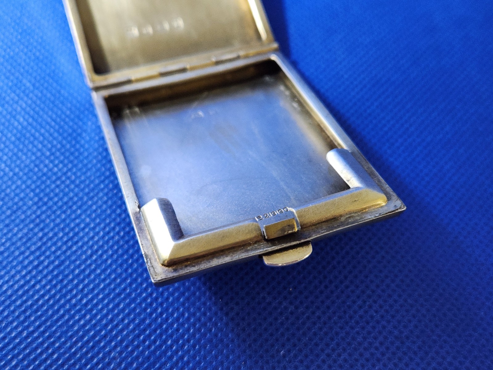 Antique British Solid Sterling Silver Guilloche Enamel Match Vesta Case Hallmark