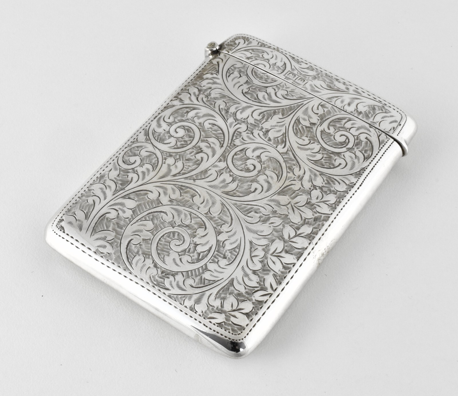 Antique George V Solid Silver Card Case, Birmingham, 1913