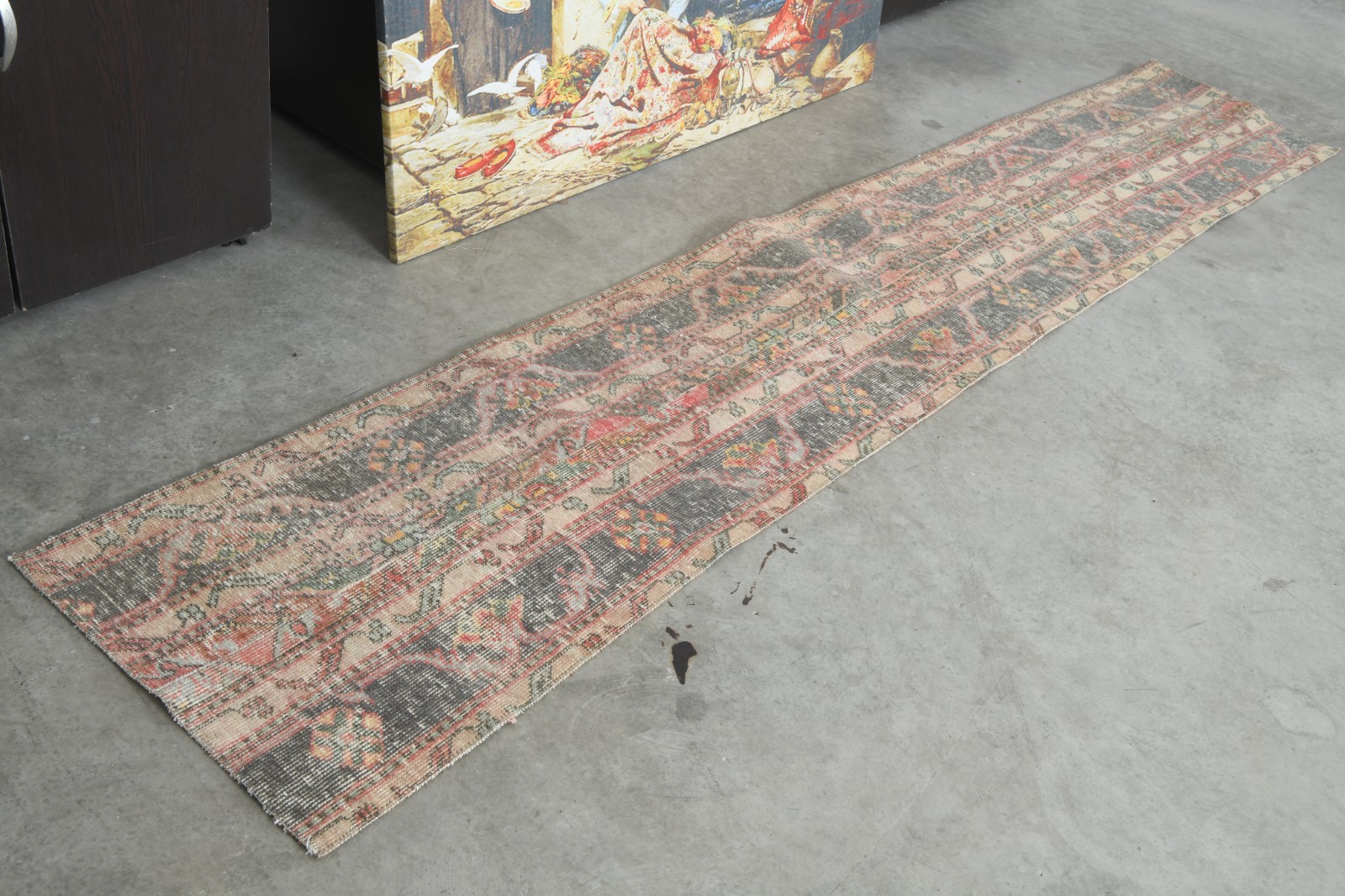 2×9 turkish runner rug, hand-knotted vintage oushak rug runner, boho decor, 165