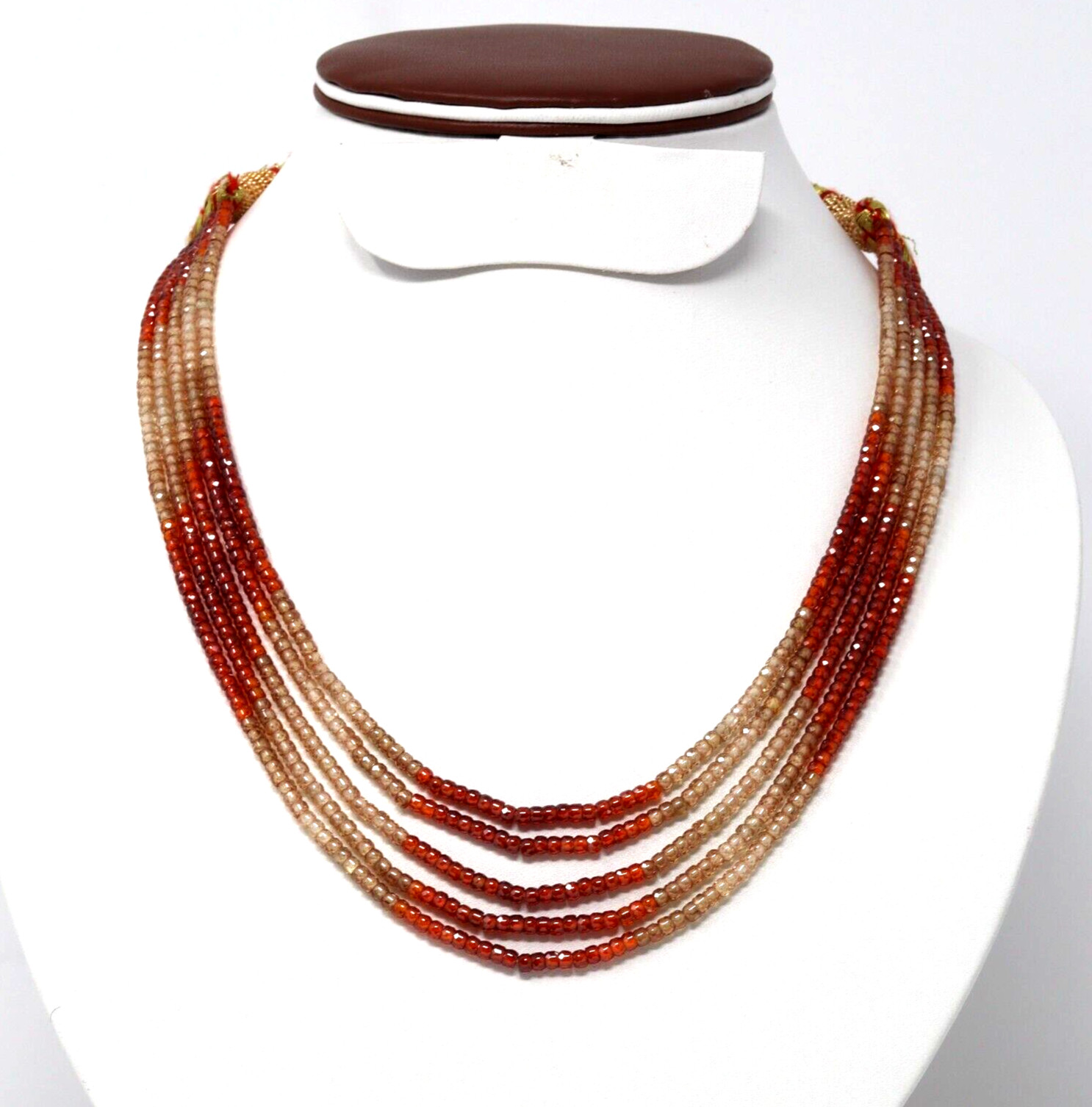 14″-18″inch Necklace Cream Red 3mm Cubic zircon beads mala Natural Gemstones
