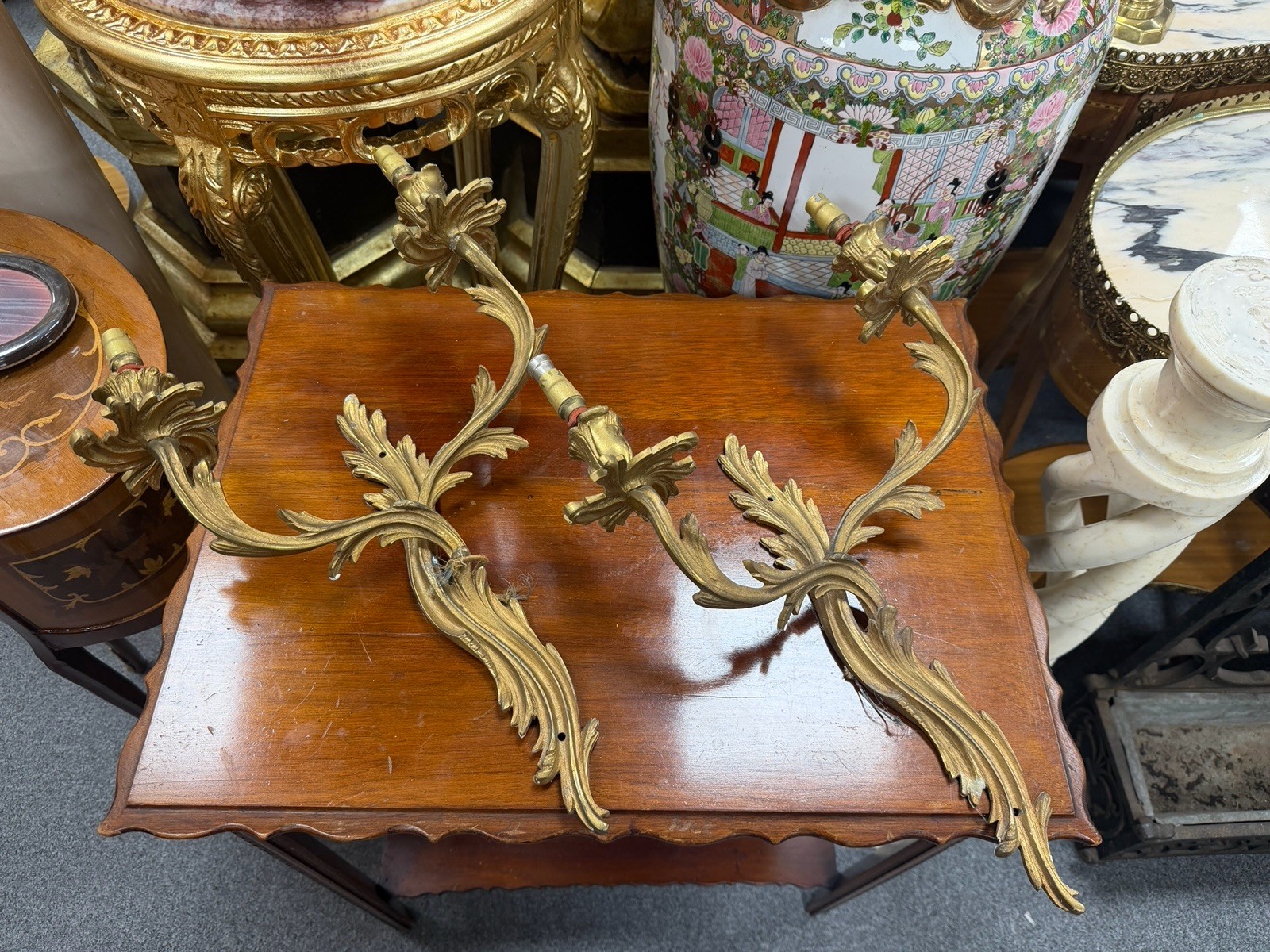 Fine Pair of Louis XVI Sconces Wall Lights H: 50 W: 32 cm Heavy Bronze Rococo