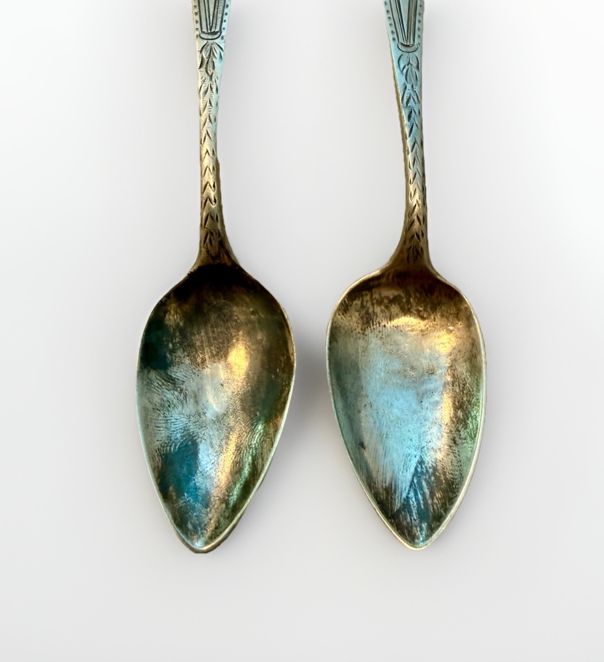 Early American Coin Silver Lot (2) 6”Teaspoons James Watts, Philadelphia