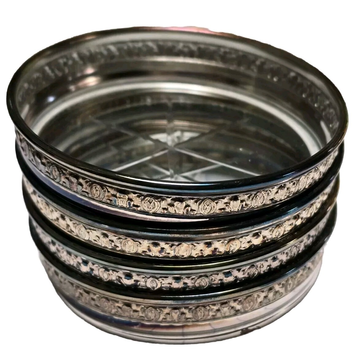 Sterling Silver Birks Primrose Plate Set Of 4 Coasters