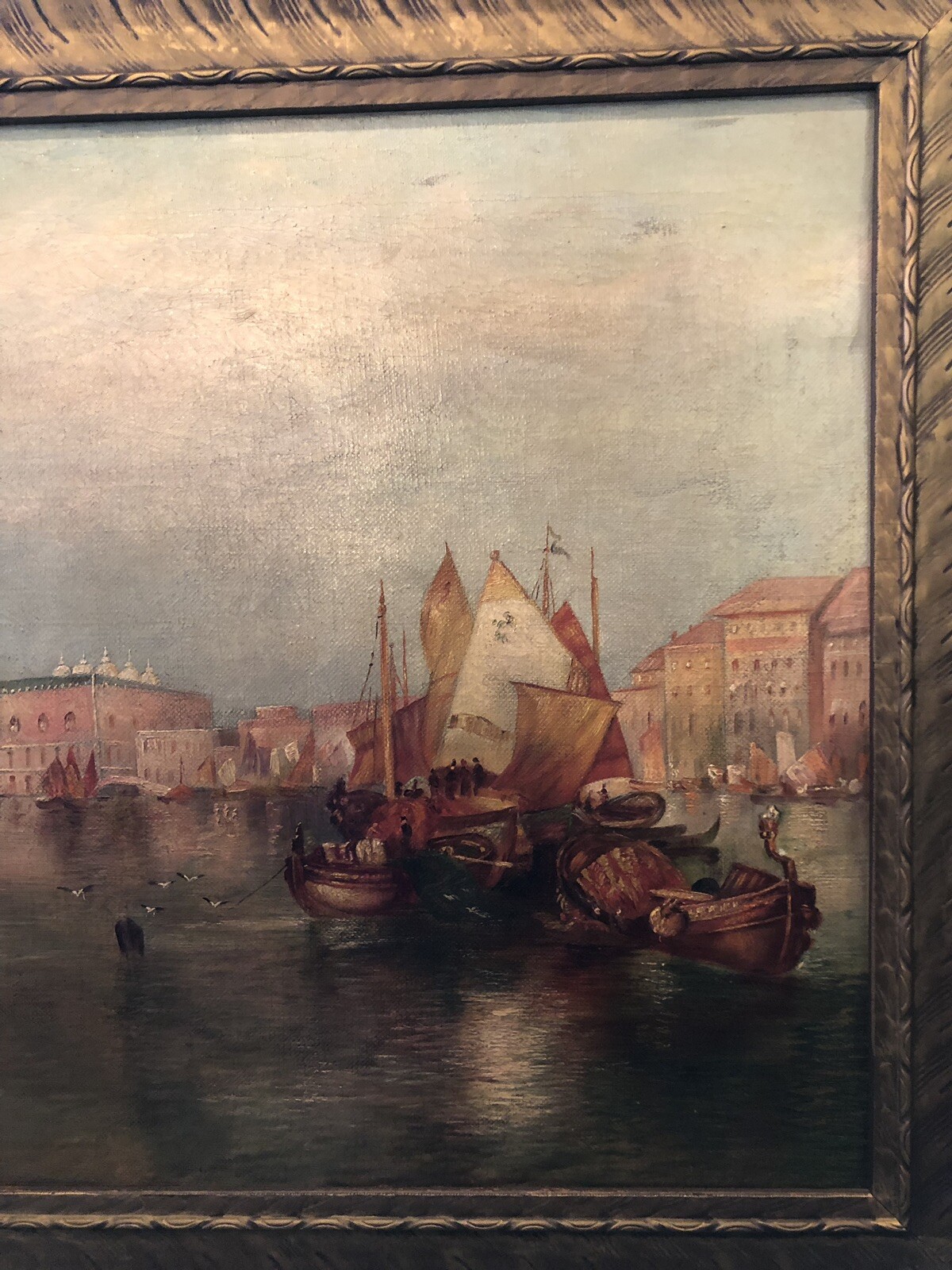 Antique Julius G. Segall Oil Painting Venice Italy Water Scene