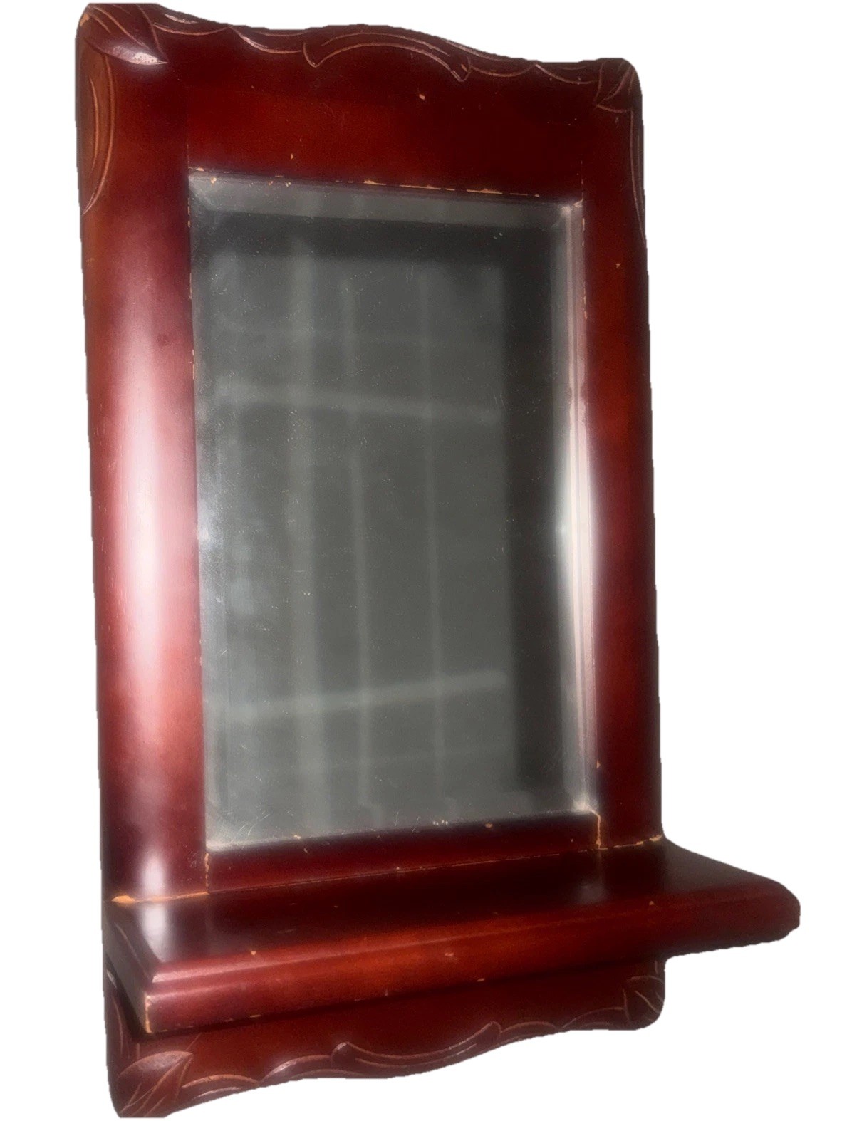 Thomasville Vintage Small Beveled Wall Mirror With Shelf.