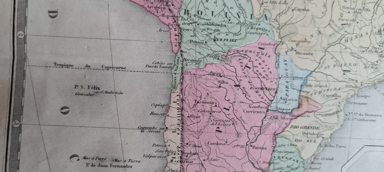 Antique (1862) French map – South America – Felix Ansart