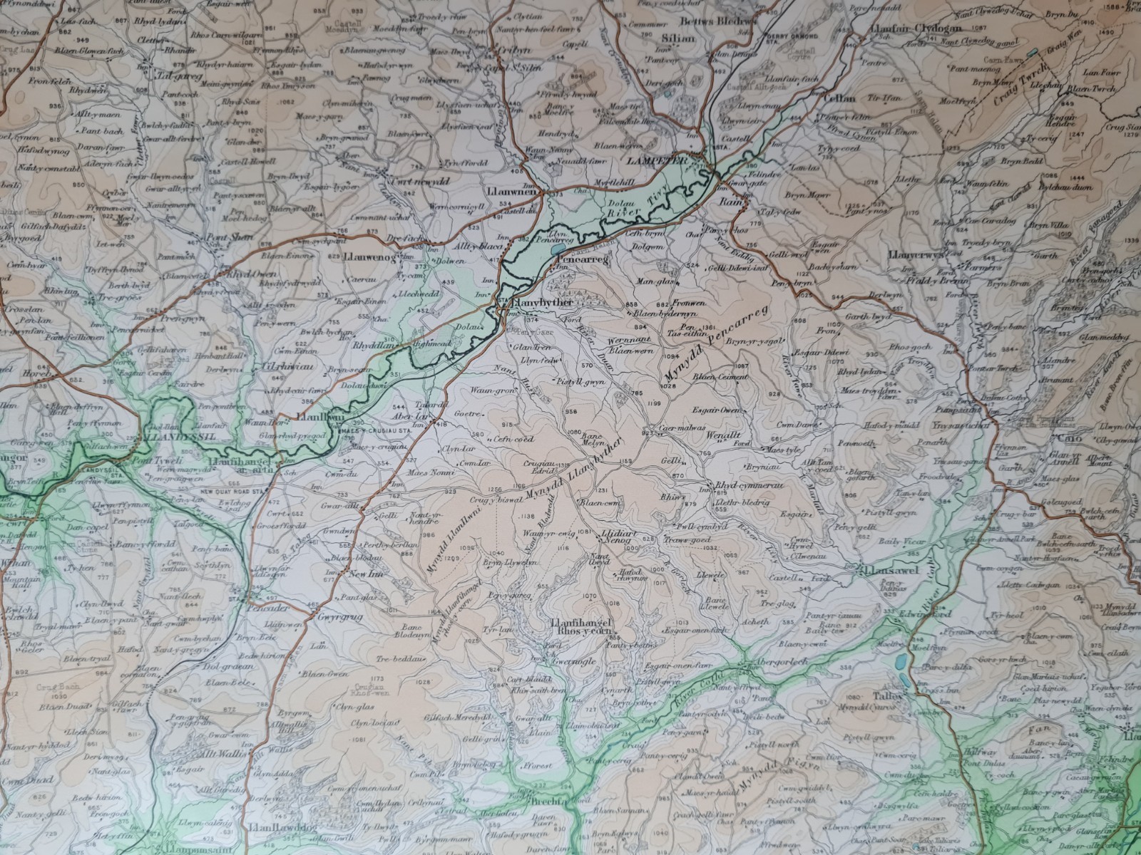 Antique 1903 Map – Cardigan – Lampeter – Carmarthenshire – Bartholomew