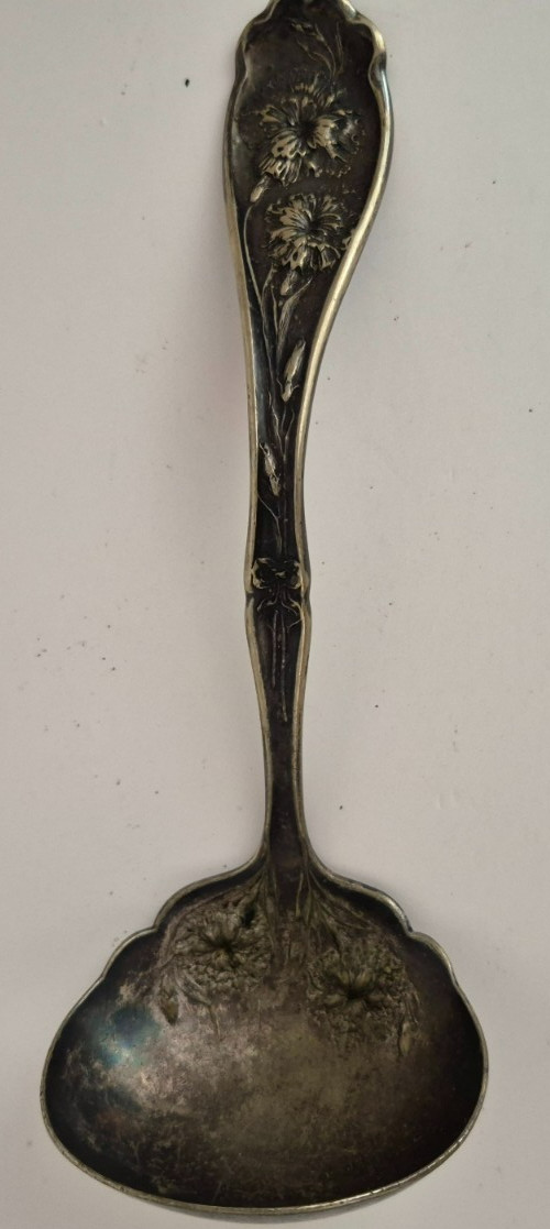 Vintage Pat. 1908 Oneida W R Keystone Carnation Silver Plated Gravy Ladle Spoon