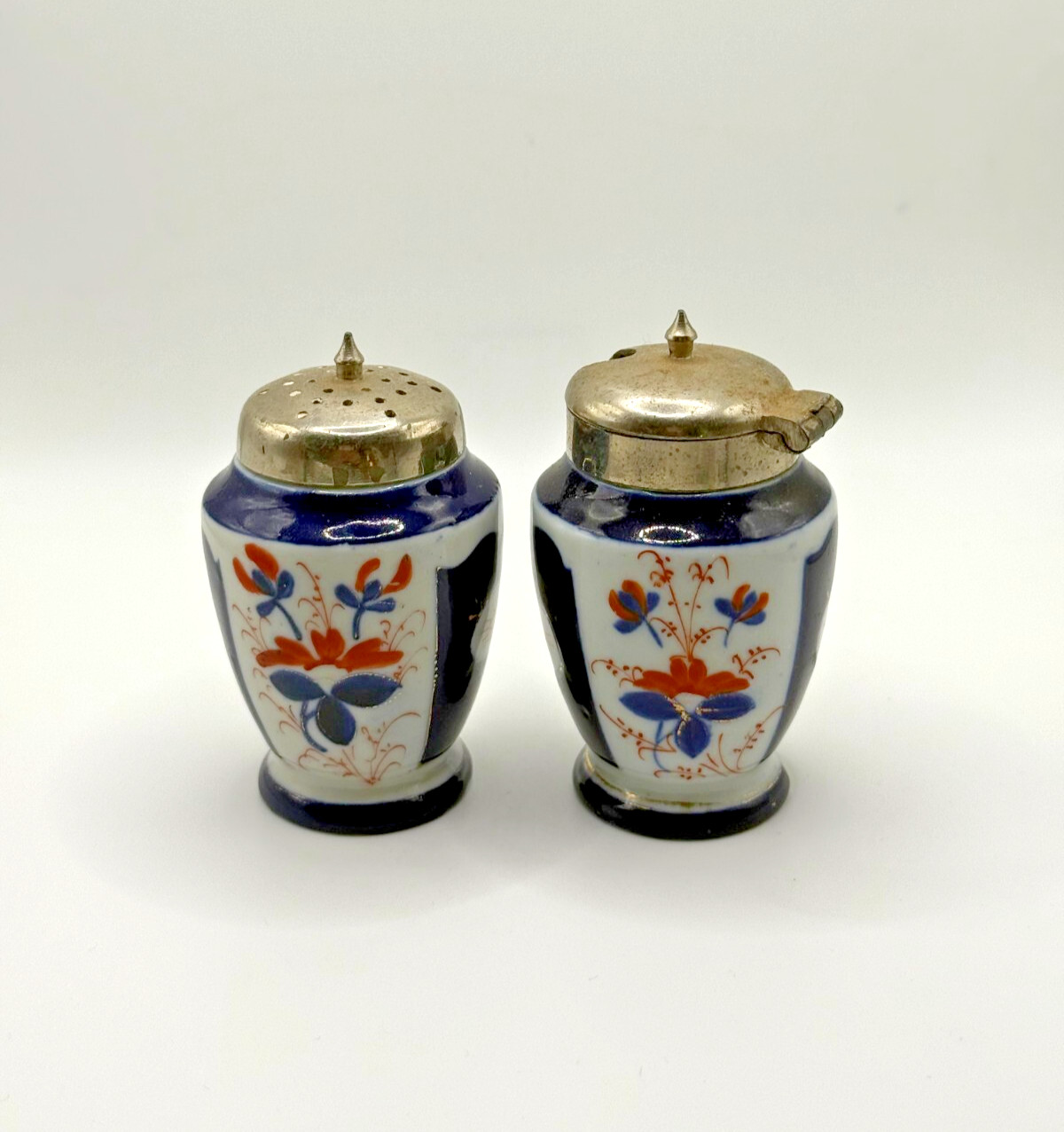 Antique Victorian Gaudy Ware Mustard and Salt Pots, c.1860s–1880s