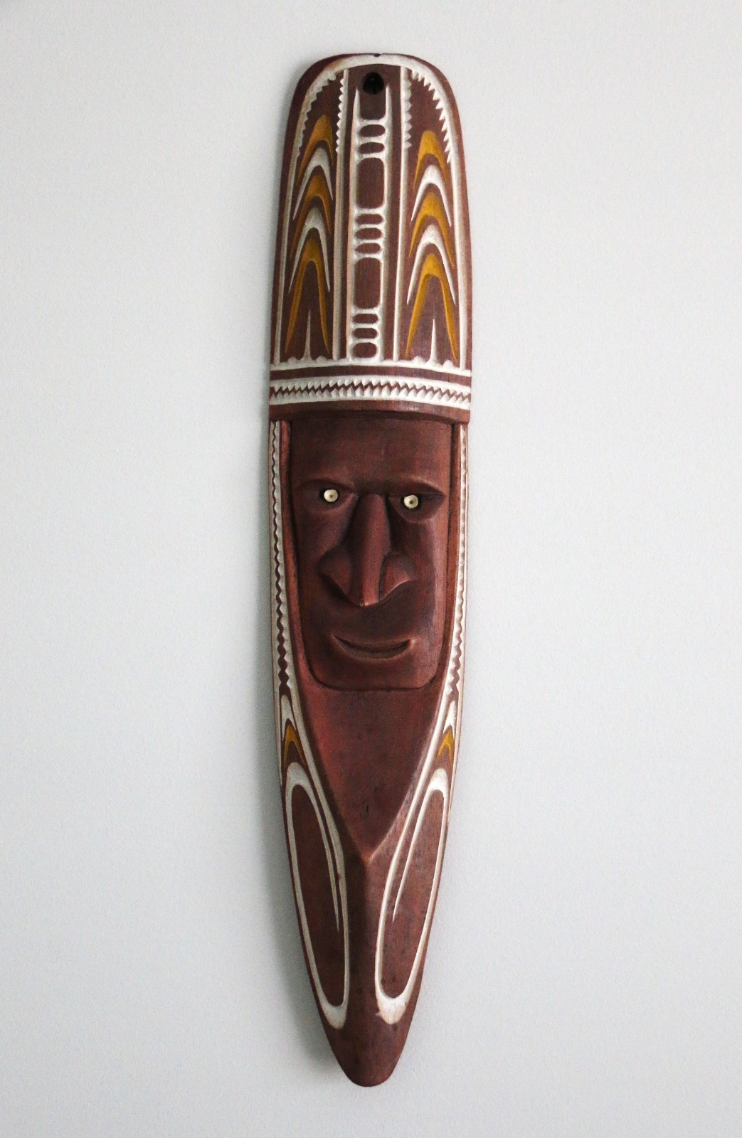 Papua New Guinea Sepik River Hand Carved Wooden Ancestral Mask 40cm, 16in Long