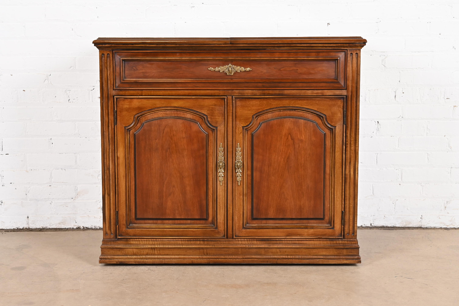 French Regency Louis XVI Cherry Wood Flip Top Server or Bar Cabinet