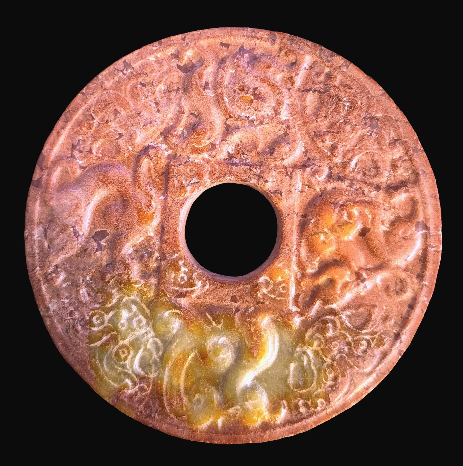 Large Carved Jade Yubi Bi Pendant, Amulet