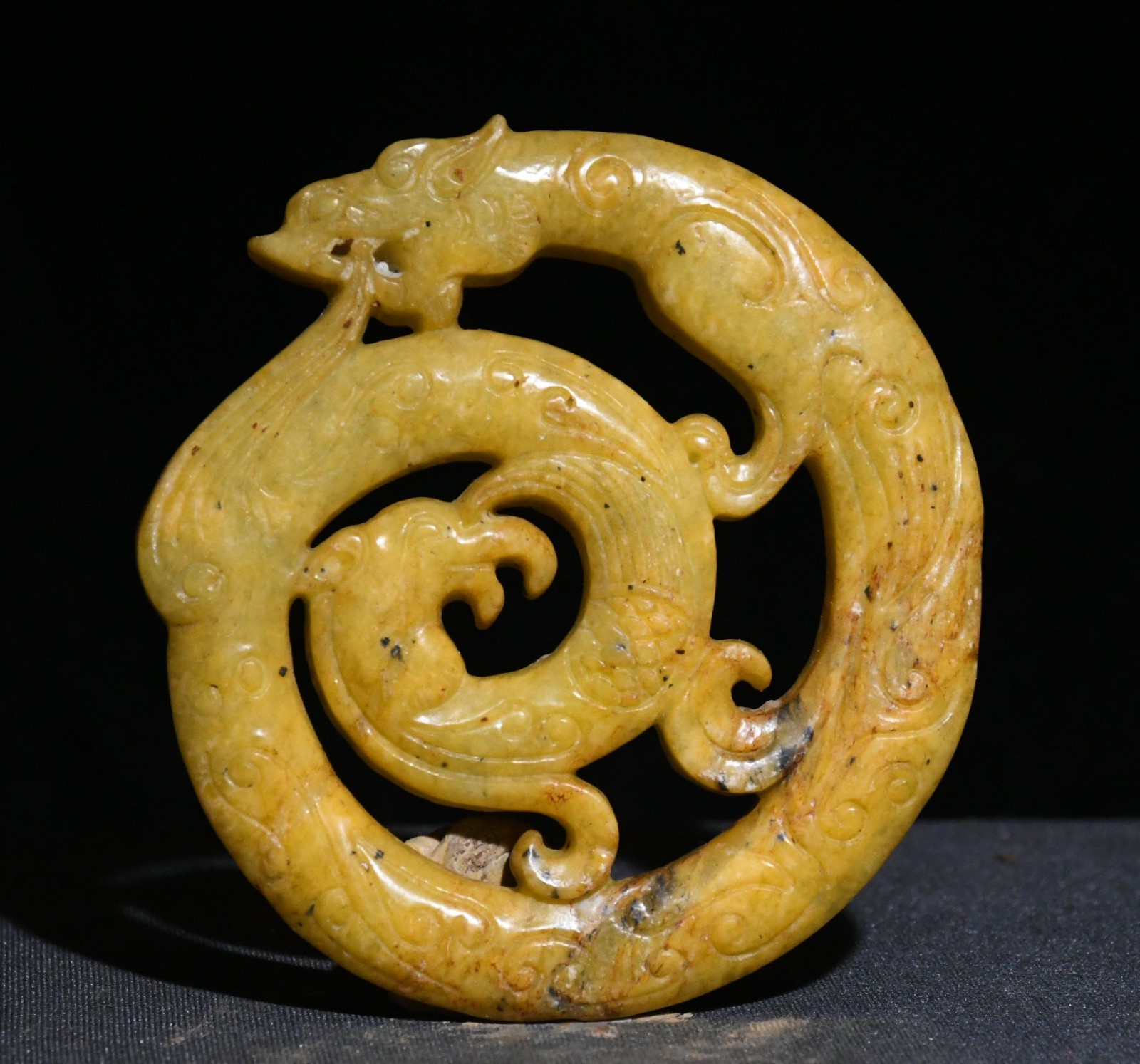 7CM China Hongshan Culture Old Jade Carved Dragon Beast Animal Amuelt Pendant