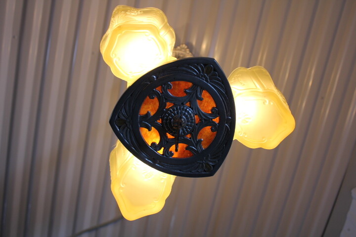 Antique Art Deco Slip Shade Chandelier Ceiling Light Fixture Lincoln UV Reactive