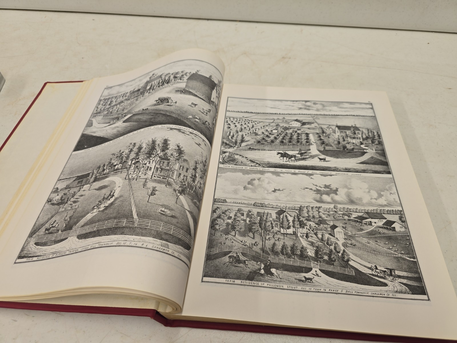 Vintage 1874-1914 Sangamon County Illinois Illustrated Reproduction Atlas