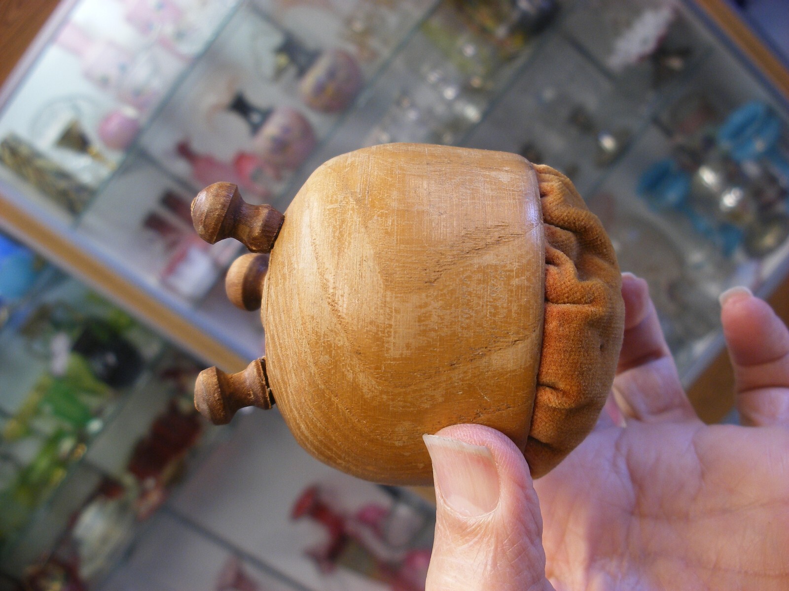 Vintage Sewing Notions – Wood Footed Pin Cushion