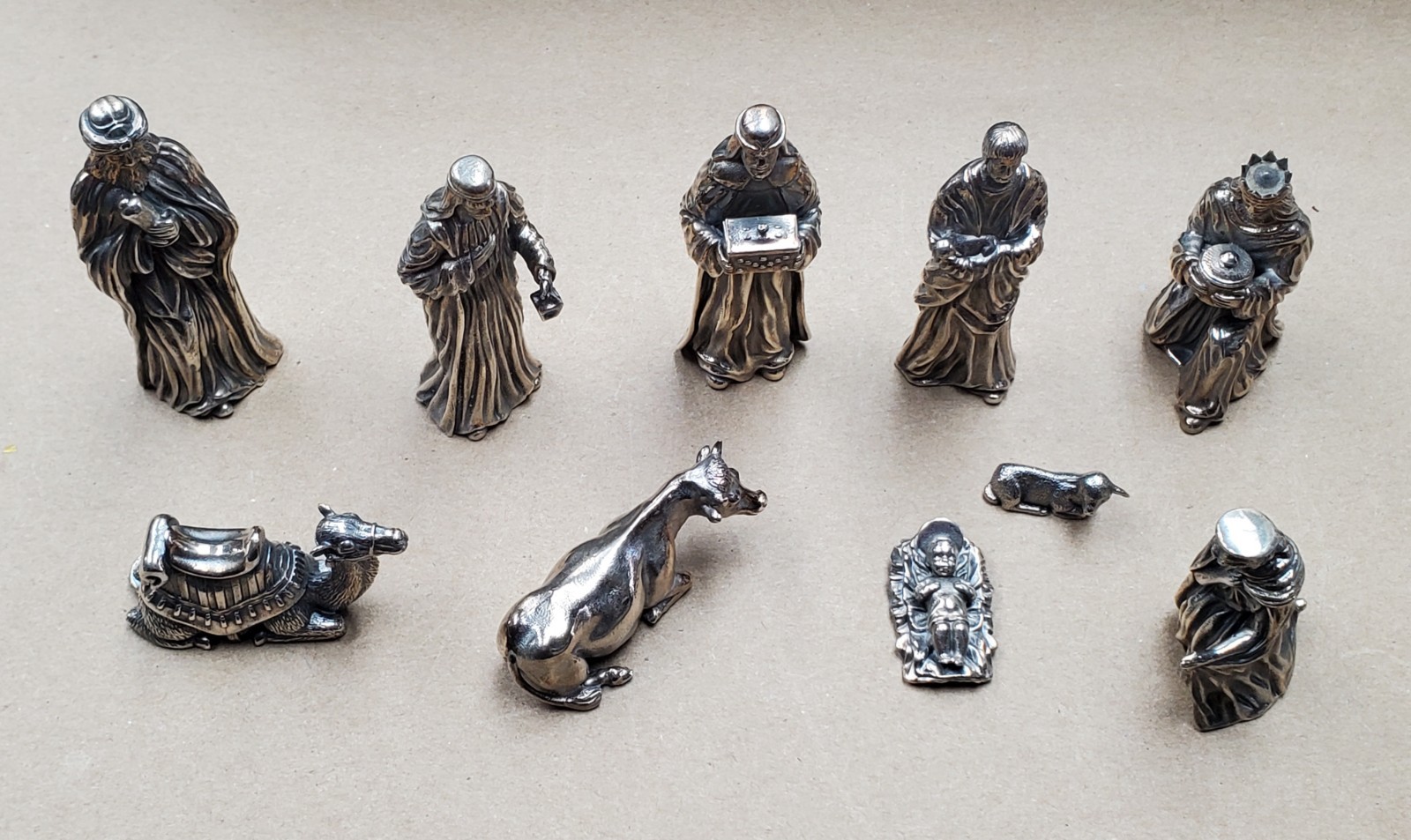 The Silversmith Collection 10pc. Christmas Nativity Set .925 Silver Figurines