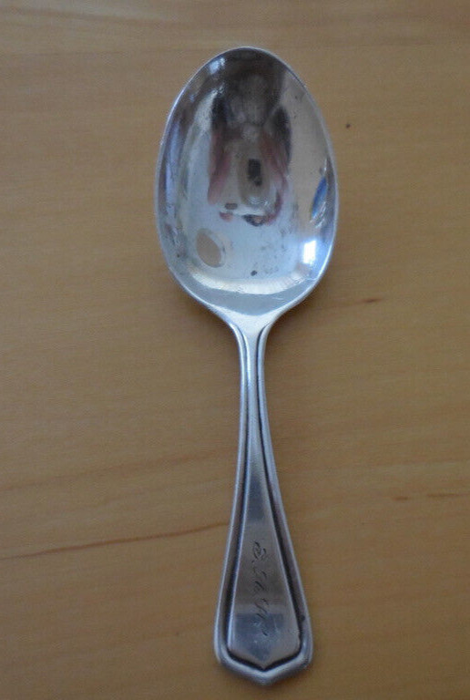 Rogers Lunt Bowlen RLB Sterling Silver Baby Todler Spoon CAROLINA 3 7/8″ Mono