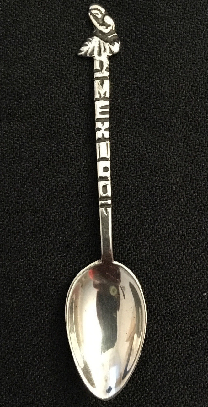 Antique Mexico Girl Lady Woman 800 Silver Souvenir Spoon