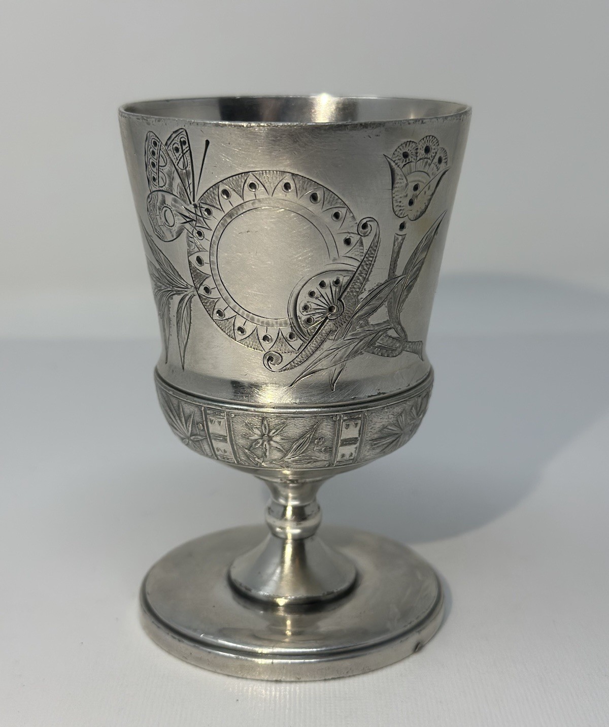 Antique Pairpoint Quadruple Plated Goblet Water Wine Butterfly Floral Victorian