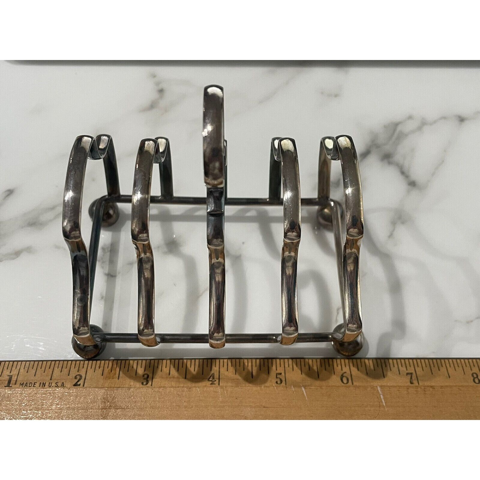 20th Century I Freeman & Son Antique Silverplate 6 Slice Toast letter rack