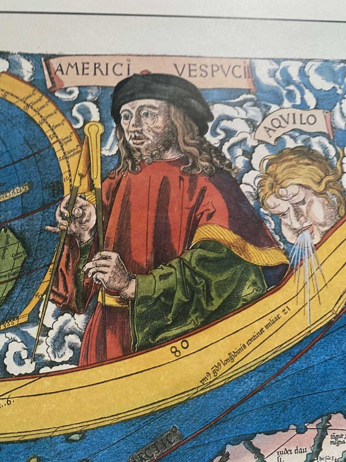 Vintage Amerigo Vespucci Old World Educational Map of The World
