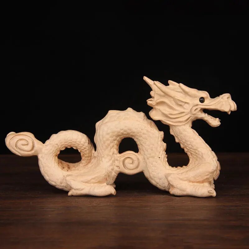 Chinese Hand-carved Zodiac Dragon Wooden Ornaments Crafts Birthday Present