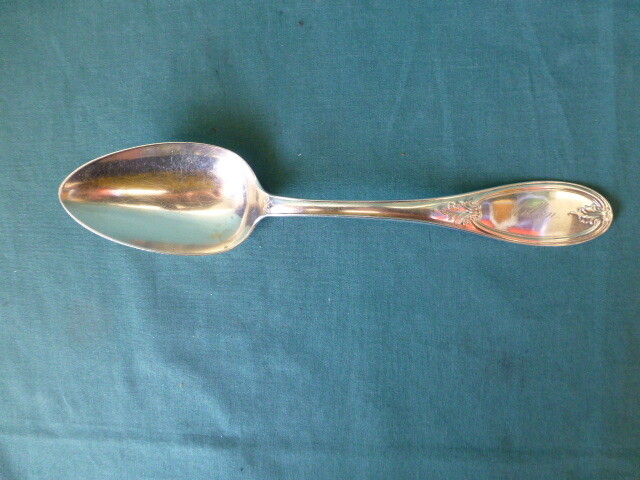Antique H Salisbury & Co Coin Silver Serving Table Spoon