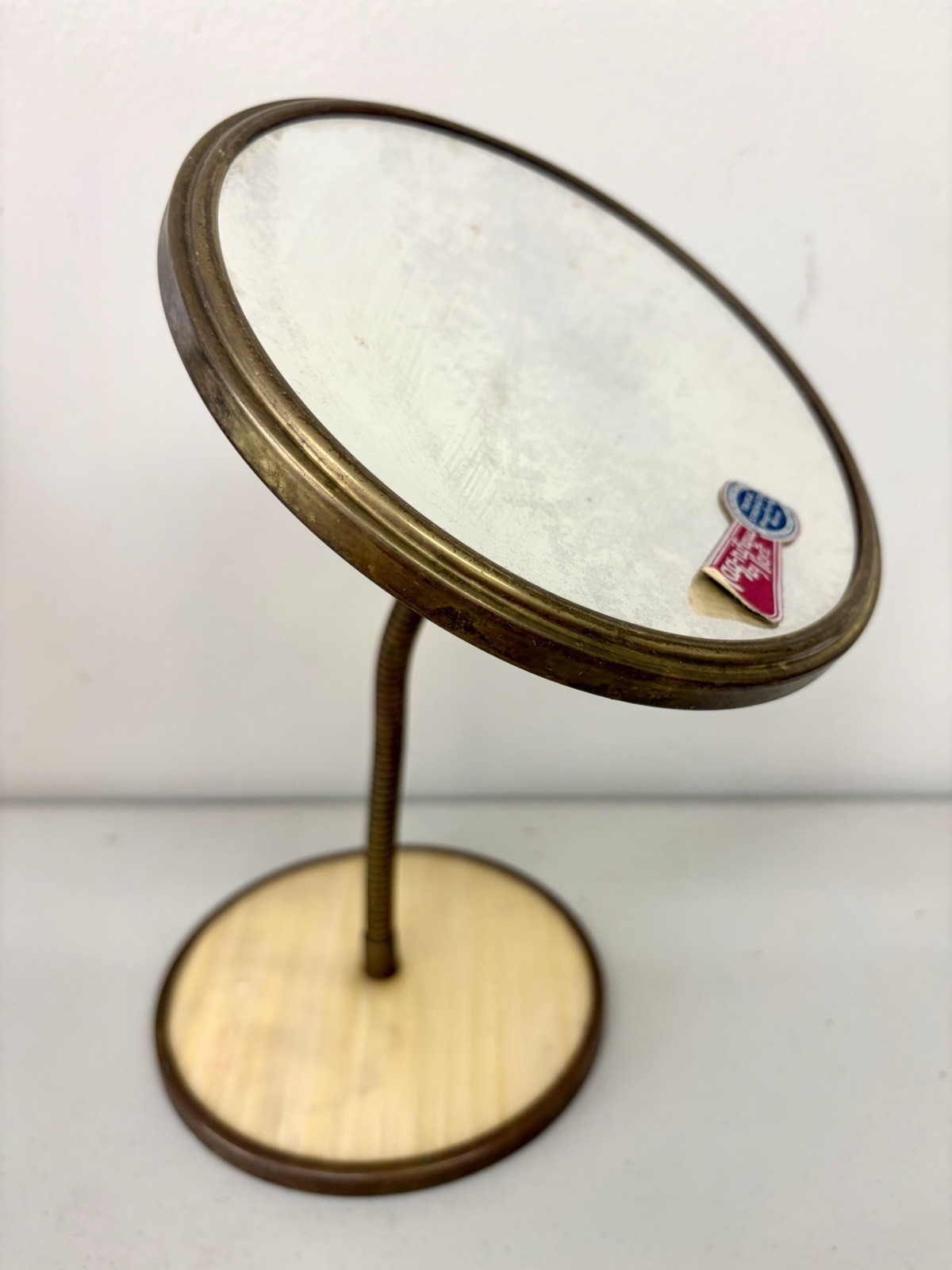 Mag-nifique Irving W. Rice Triple Strength Magnifying Mirror Brass West Germany