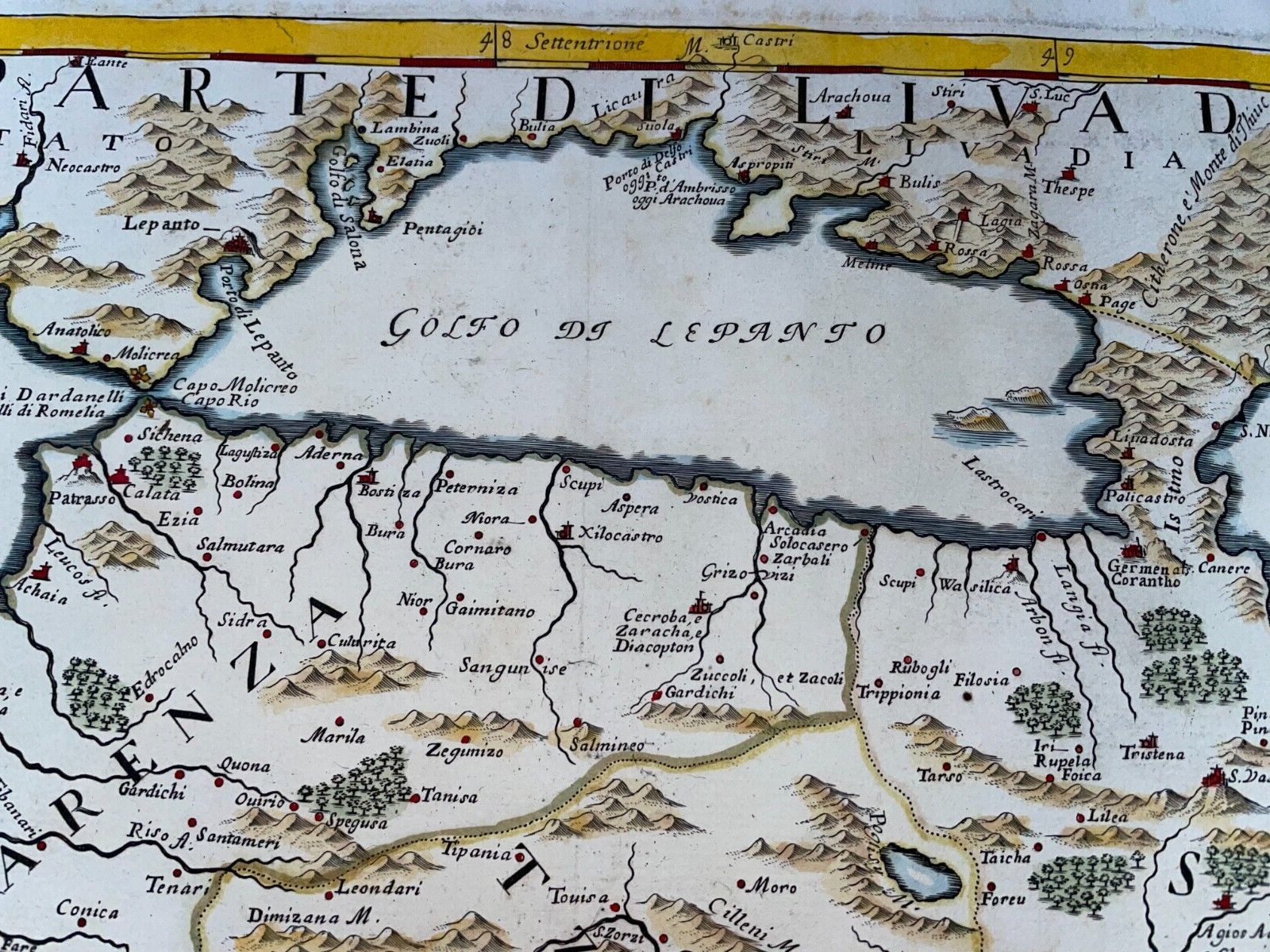 GREECE LA MOREA 1686 VIGNOLA – DE ROSSI LARGE UNUSUAL ANTIQUE MAP 17TH CENTURY