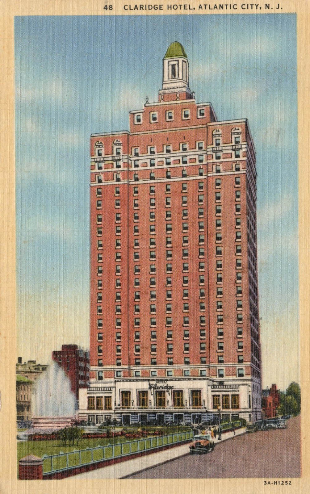 Vintage Postcard Claridge Hotel Atlantic City NJ Old Cars